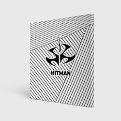 Холст квадратный Символ Hitman на светлом фоне с полосами, цвет: 3D-принт