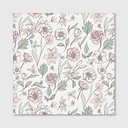 Холст квадратный Цветы Астры и Розы На Светлом Фоне, цвет: 3D-принт — фото 2