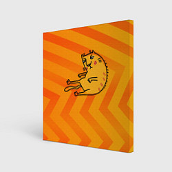 Холст квадратный Уставший рыжий кот, цвет: 3D-принт