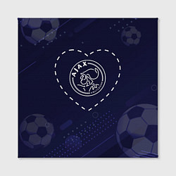 Холст квадратный Лого Ajax в сердечке на фоне мячей, цвет: 3D-принт — фото 2
