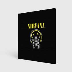 Холст квадратный NIRVANA логотип и исполнители, цвет: 3D-принт