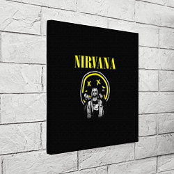 Холст квадратный NIRVANA логотип и исполнители, цвет: 3D-принт — фото 2