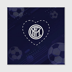 Холст квадратный Лого Inter в сердечке на фоне мячей, цвет: 3D-принт — фото 2