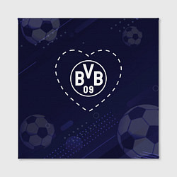 Холст квадратный Лого Borussia в сердечке на фоне мячей, цвет: 3D-принт — фото 2