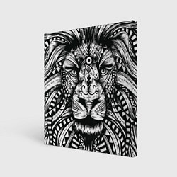 Холст квадратный Черно белый Африканский Лев Black and White Lion, цвет: 3D-принт