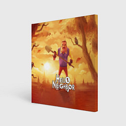 Холст квадратный Hello Neighbor Привет сосед Сосед с лопатой, цвет: 3D-принт