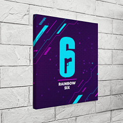 Холст квадратный Символ Rainbow Six в неоновых цветах на темном фон, цвет: 3D-принт — фото 2
