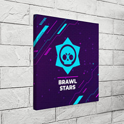 Холст квадратный Символ Brawl Stars в неоновых цветах на темном фон, цвет: 3D-принт — фото 2