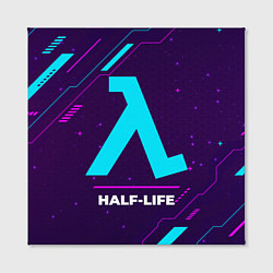 Холст квадратный Символ Half-Life в неоновых цветах на темном фоне, цвет: 3D-принт — фото 2