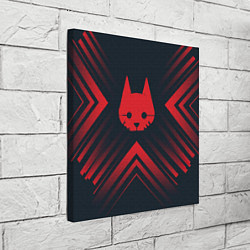 Холст квадратный Красный Символ Stray на темном фоне со стрелками, цвет: 3D-принт — фото 2