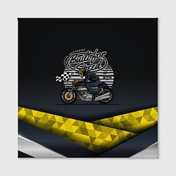 Холст квадратный Мотоциклист с финишным флагом в клетку, цвет: 3D-принт — фото 2