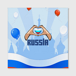 Холст квадратный Люблю Россию - сердечко руками, цвет: 3D-принт — фото 2