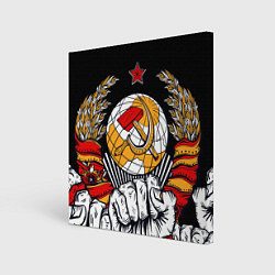 Холст квадратный Герб СССР на черном фоне, цвет: 3D-принт
