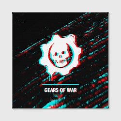 Холст квадратный Gears of War в стиле glitch и баги графики на темн, цвет: 3D-принт — фото 2
