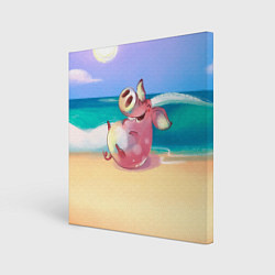 Картина квадратная Свинка на пляже хохочет