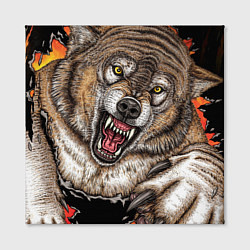 Холст квадратный Волк и царапины, цвет: 3D-принт — фото 2