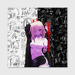 Холст квадратный Пауэр с мечом - Человек бензопила, цвет: 3D-принт — фото 2