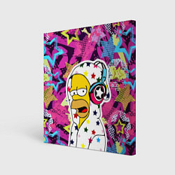 Холст квадратный Гомер Симпсон в звёздном балахоне!, цвет: 3D-принт