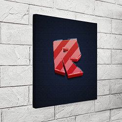 Холст квадратный Roblox red - Роблокс полосатый логотип, цвет: 3D-принт — фото 2