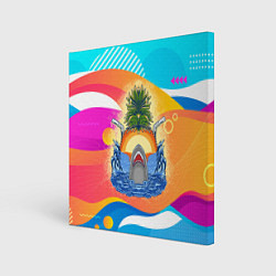 Холст квадратный Акула и ананас, цвет: 3D-принт
