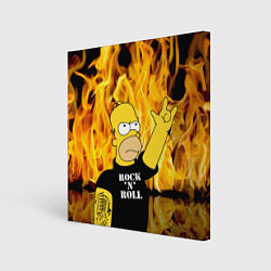 Холст квадратный Homer Simpson - Rock n Roll!, цвет: 3D-принт