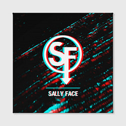 Холст квадратный Sally Face в стиле glitch и баги графики на темном, цвет: 3D-принт — фото 2