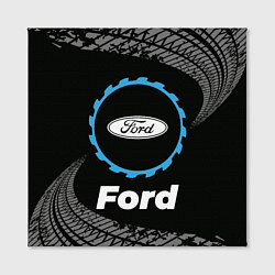 Холст квадратный Ford в стиле Top Gear со следами шин на фоне, цвет: 3D-принт — фото 2