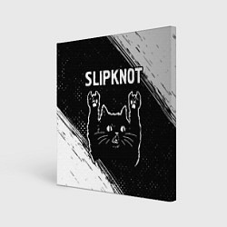 Холст квадратный Группа Slipknot и рок кот, цвет: 3D-принт