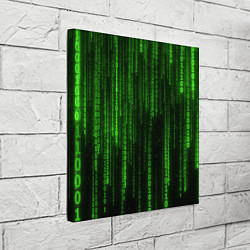 Холст квадратный Двоичный код зеленый, цвет: 3D-принт — фото 2
