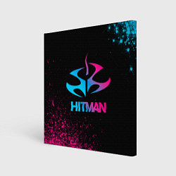 Холст квадратный Hitman - neon gradient, цвет: 3D-принт