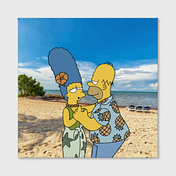 Холст квадратный Гомер Симпсон танцует с Мардж на пляже, цвет: 3D-принт — фото 2