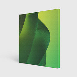 Холст квадратный Зелёные абстрактные волны, цвет: 3D-принт
