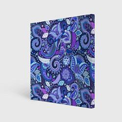 Холст квадратный Фиолетовые цветы узор, цвет: 3D-принт