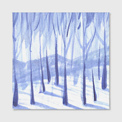 Холст квадратный Зимний лес акварель, цвет: 3D-принт — фото 2