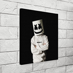 Холст квадратный Marshmello на чёрном фоне, цвет: 3D-принт — фото 2