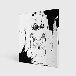 Холст квадратный Blink 182 рок кот на светлом фоне, цвет: 3D-принт