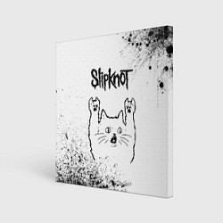 Холст квадратный Slipknot рок кот на светлом фоне, цвет: 3D-принт