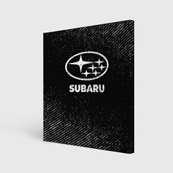 Холст квадратный Subaru с потертостями на темном фоне, цвет: 3D-принт