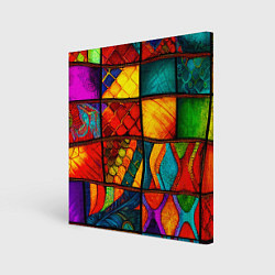 Холст квадратный Лоскутная мозаика - пэчворк, цвет: 3D-принт