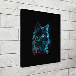 Холст квадратный Неоновый котик, цвет: 3D-принт — фото 2