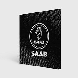 Холст квадратный Saab с потертостями на темном фоне, цвет: 3D-принт