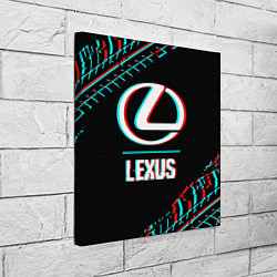 Холст квадратный Значок Lexus в стиле glitch на темном фоне, цвет: 3D-принт — фото 2