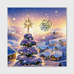 Холст квадратный Новогодняя елочка в деревне, цвет: 3D-принт — фото 2