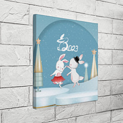 Холст квадратный 2023 - танец зайчиков, цвет: 3D-принт — фото 2