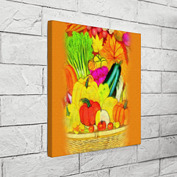 Холст квадратный Плетеная корзина, полная фруктов и овощей, цвет: 3D-принт — фото 2