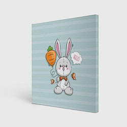 Холст квадратный Милый зайка с шариком-морковкой, цвет: 3D-принт