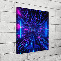 Холст квадратный Киберпанк синий неоновый тоннель, цвет: 3D-принт — фото 2
