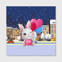 Холст квадратный Зайка с шариками новый год, цвет: 3D-принт — фото 2