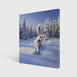 Холст квадратный Свирепый новогодний зайчара, цвет: 3D-принт