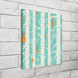 Холст квадратный Новогодние берёзки, цвет: 3D-принт — фото 2